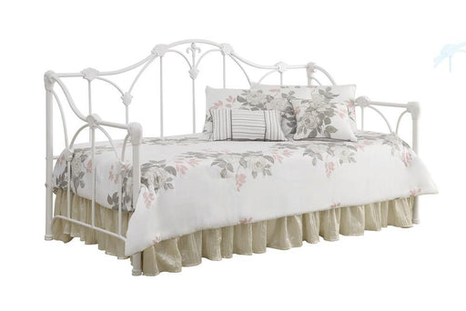 Halladay Twin Metal Daybed with Floral Frame White - imattress & ifurniture (FL)