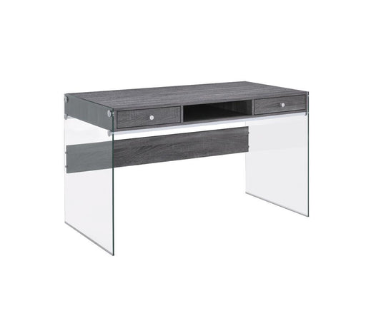 Dobrev 2-drawer Writing Desk Weathered Grey and Clear - imattress & ifurniture (FL)