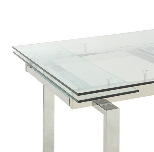 Wexford Glass Top Dining Table with Extension Leaves Chrome - imattress & ifurniture (FL)