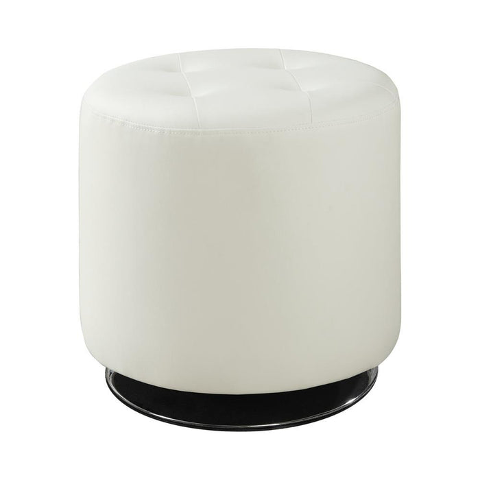 Bowman Round Upholstered Ottoman White - imattress & ifurniture (FL)