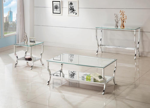 Saide Square End Table with Mirrored Shelf Chrome - imattress & ifurniture (FL)