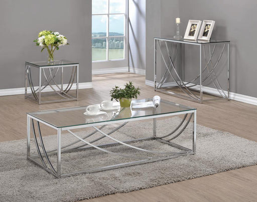 Lille Glass Top Square End Table Accents Chrome - imattress & ifurniture (FL)