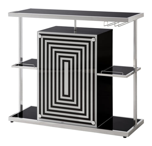 Zinnia 2-tier Bar Unit Glossy Black and White - imattress & ifurniture (FL)