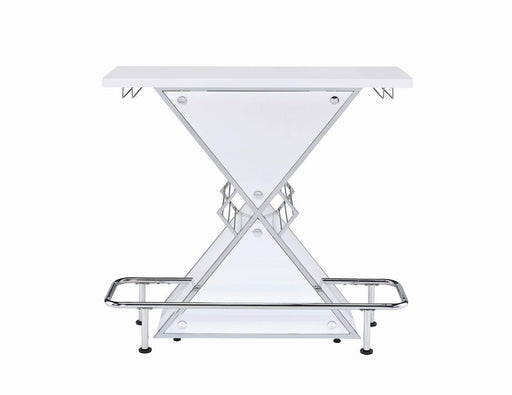 Atoka X-shaped Bar Unit with Wine Bottle Storage Glossy White - imattress & ifurniture (FL)