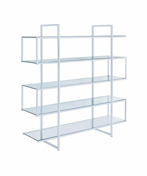 Elmer 5-shelf Bookcase Chrome and Clear - imattress & ifurniture (FL)