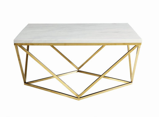 Meryl Square Coffee Table White and Gold - imattress & ifurniture (FL)