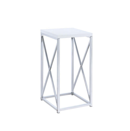 Edmund Accent Table with X-cross Glossy White and Chrome - imattress & ifurniture (FL)