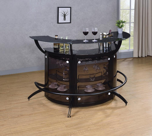 Dallas 2-shelf Home Bar Smoked and Black Glass - imattress & ifurniture (FL)