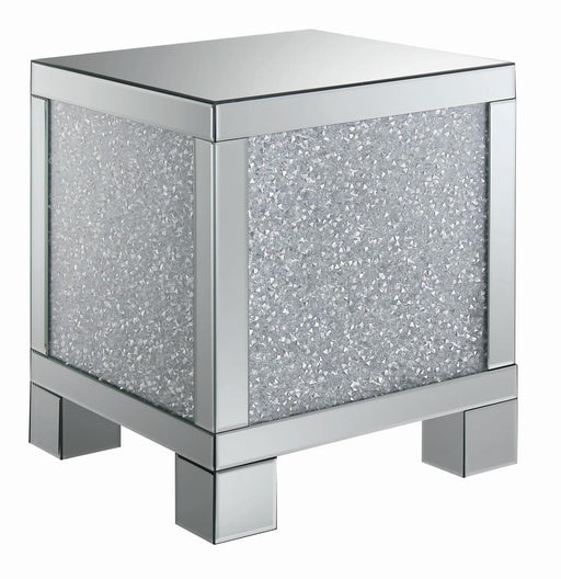 Gillian Square End Table Silver and Clear Mirror - imattress & ifurniture (FL)