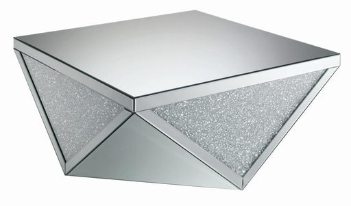 Amore Square Coffee Table with Triangle Detailing Silver and Clear Mirror - imattress & ifurniture (FL)