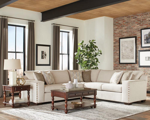 Aria L-shaped Sectional with Nailhead Oatmeal - imattress & ifurniture (FL)