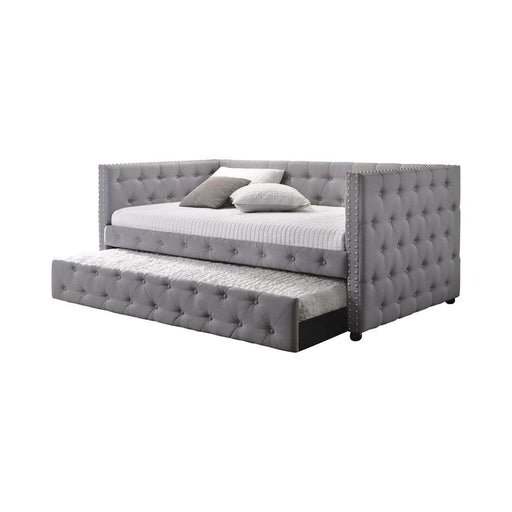 Mockern Tufted Upholstered Daybed with Trundle Grey - imattress & ifurniture (FL)