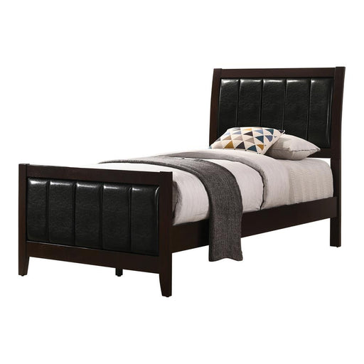 Carlton Twin Upholstered Panel Bed Cappuccino and Black - imattress & ifurniture (FL)