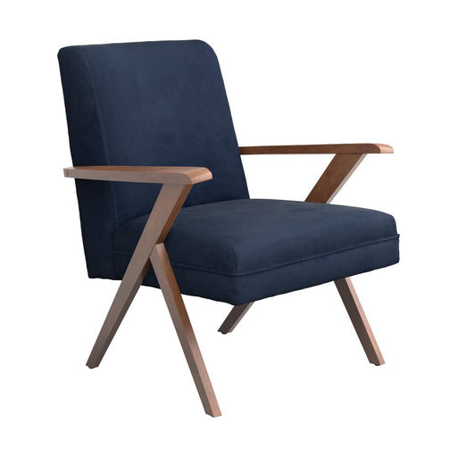 Cheryl Wooden Arms Accent Chair Dark Blue and Walnut - imattress & ifurniture (FL)