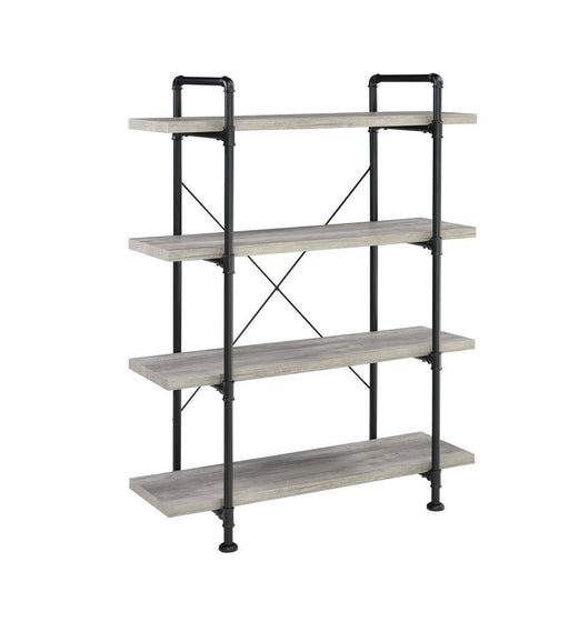 Delray 4-tier Open Shelving Bookcase Grey Driftwood and Black - imattress & ifurniture (FL)