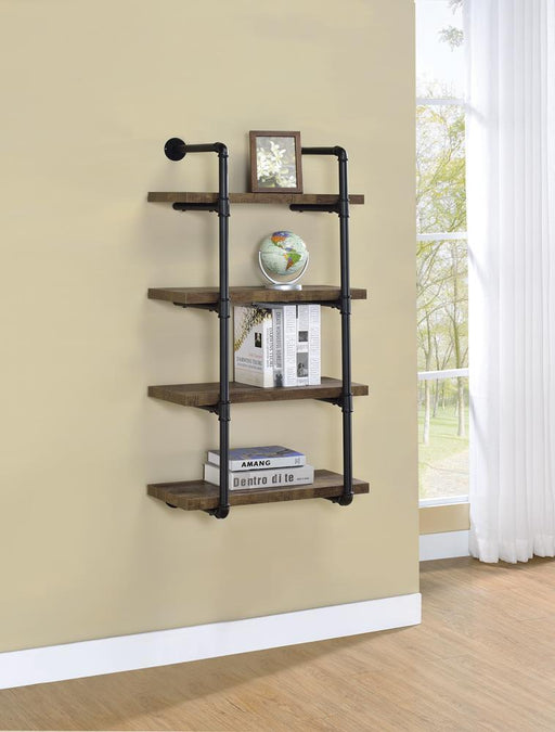 Elmcrest 24-inch Wall Shelf Black and Rustic Oak - imattress & ifurniture (FL)