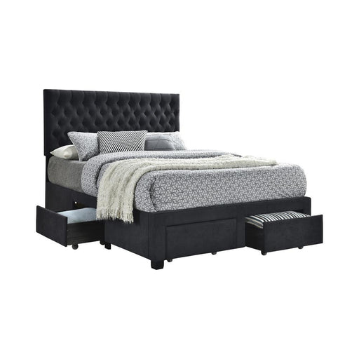 Soledad Eastern King 4-drawer Button Tufted Storage Bed Charcoal - imattress & ifurniture (FL)