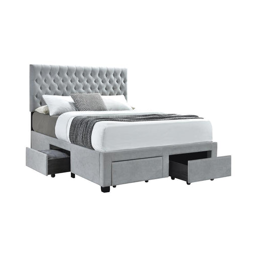 Soledad Queen 4-drawer Button Tufted Storage Bed Light Grey - imattress & ifurniture (FL)