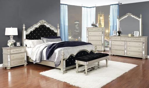 Heidi Eastern King Upholstered Poster Bed Metallic Platinum - imattress & ifurniture (FL)