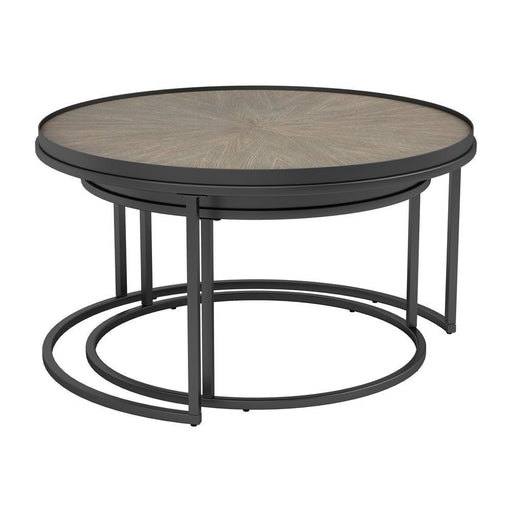 Rodrigo 2-piece Round Nesting Tables Weathered Elm - imattress & ifurniture (FL)