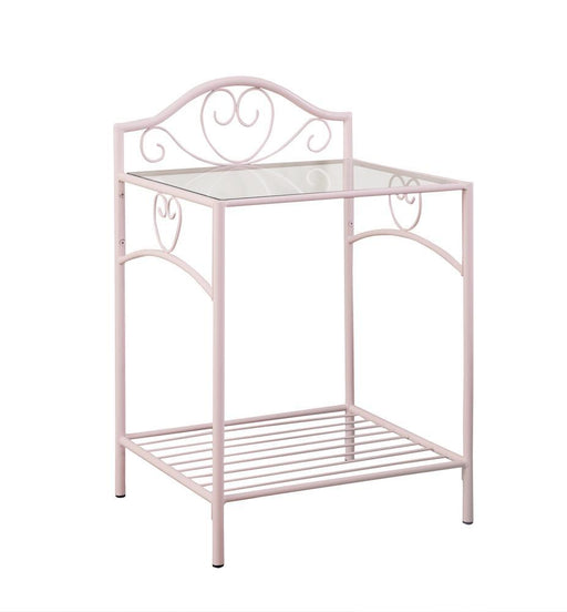 Massi 1-shelf Nightstand with Glass Top Powder Pink - imattress & ifurniture (FL)