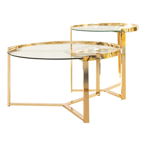 Delia 2-piece Round Nesting Table Clear and Gold - imattress & ifurniture (FL)