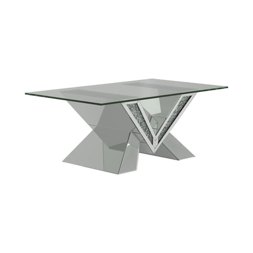 Taffeta V-shaped Coffee Table with Glass Top Silver - imattress & ifurniture (FL)