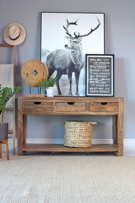 Esther 3-drawer Storage Console Table Natural Sheesham - imattress & ifurniture (FL)