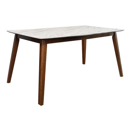 Everett Faux Marble Top Dining Table Natural Walnut and White - imattress & ifurniture (FL)