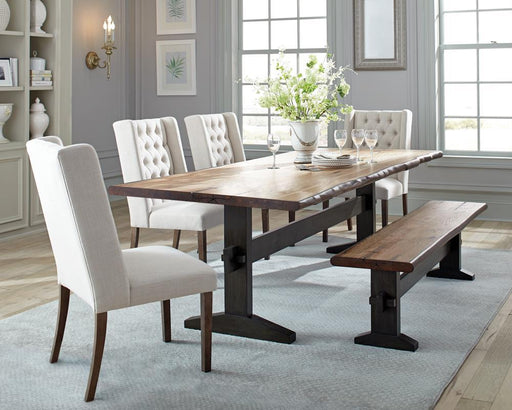 Bexley Live Edge Trestle Dining Table Natural Honey and Espresso - imattress & ifurniture (FL)