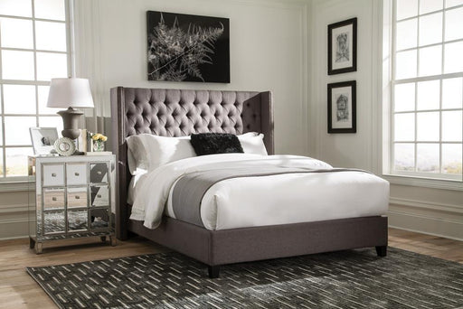 Bancroft Demi-wing Upholstered Queen Bed Grey - imattress & ifurniture (FL)