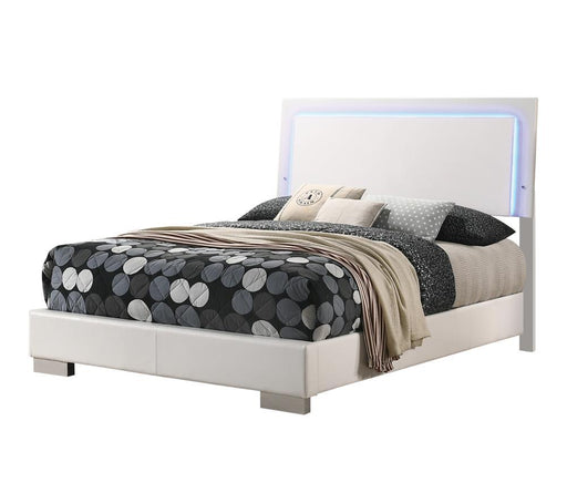 Felicity Full Panel Bed with LED Lighting Glossy White - imattress & ifurniture (FL)