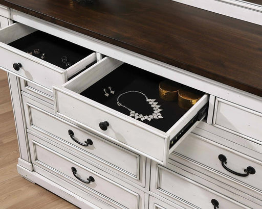 Hillcrest 9-drawer Dresser Dark Rum and White - imattress & ifurniture (FL)