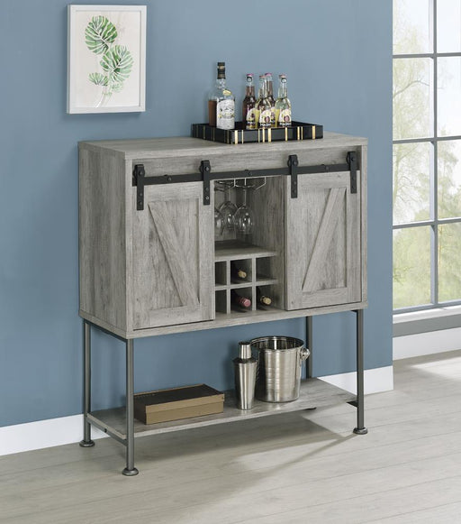 Claremont Sliding Door Bar Cabinet with Lower Shelf Grey Driftwood - imattress & ifurniture (FL)