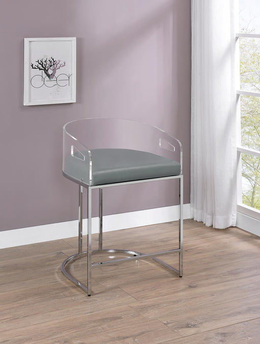 Thermosolis Acrylic Back Counter Height Stools Grey and Chrome (Set of 2) - imattress & ifurniture (FL)