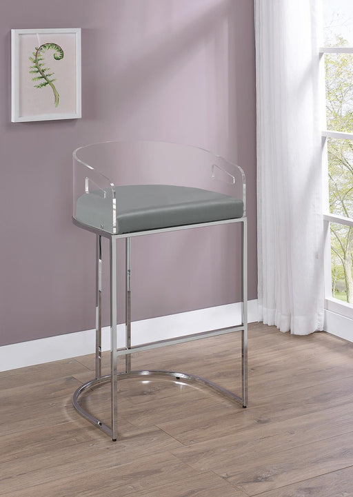 Thermosolis Acrylic Back Bar Stools Grey and Chrome (Set of 2) - imattress & ifurniture (FL)