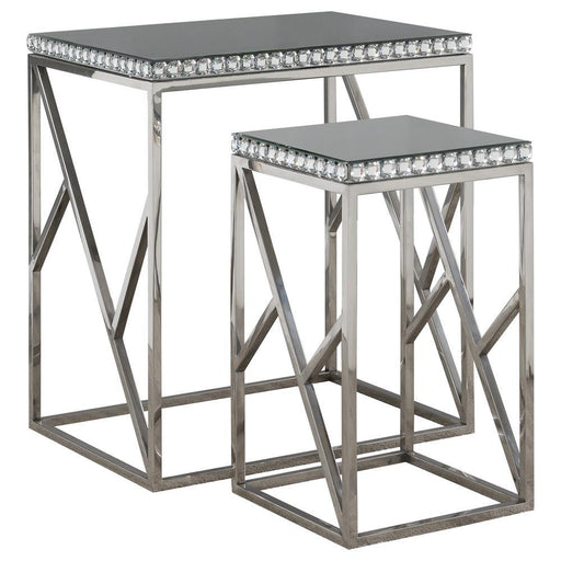 Betsy 2-piece Mirror Top Nesting Tables Silver - imattress & ifurniture (FL)