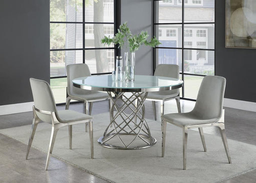 Irene Upholstered Side Chairs Light Grey and Chrome (Set of 4) - imattress & ifurniture (FL)