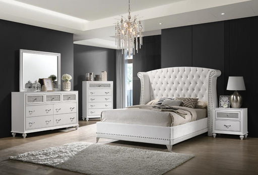 Barzini California King Wingback Tufted Bed White - imattress & ifurniture (FL)