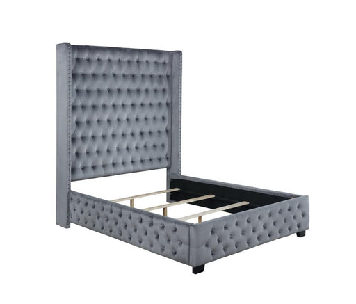 Rocori Eastern King Wingback Tufted Bed Grey - imattress & ifurniture (FL)