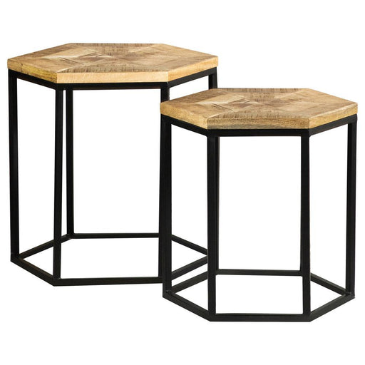 Adger 2-piece Hexagon Nesting Tables Natural and Black - imattress & ifurniture (FL)