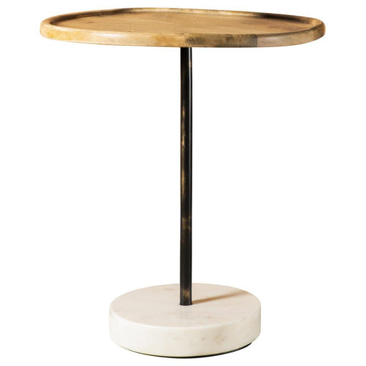 Ginevra Round Wooden Top Accent Table Natural and White - imattress & ifurniture (FL)