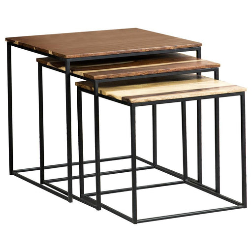 Belcourt 3-piece Square Nesting Tables Natural and Black - imattress & ifurniture (FL)