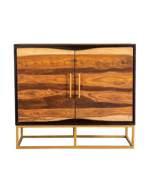 Zara 2-door Accent Cabinet Black Walnut and Gold - imattress & ifurniture (FL)