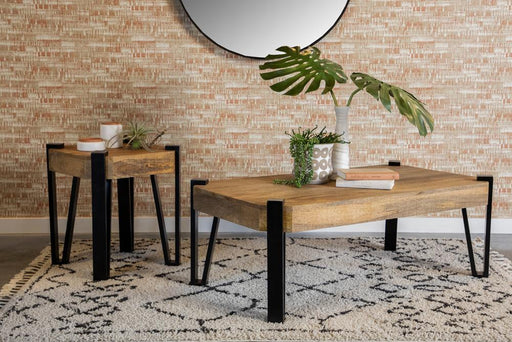 Winston Wooden Square Top End Table Natural and Matte Black - imattress & ifurniture (FL)