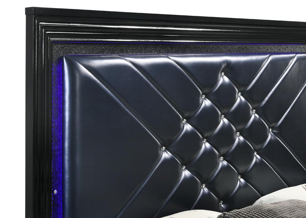 Penelope Queen Bed with LED Lighting Black and Midnight Star - imattress & ifurniture (FL)