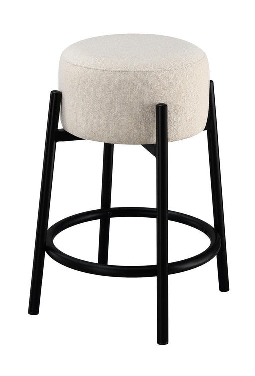 Leonard Upholstered Backless Round Stools White and Black (Set of 2) - imattress & ifurniture (FL)