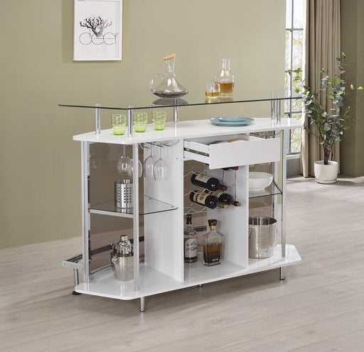 Gideon Crescent Shaped Glass Top Bar Unit with Drawer - imattress & ifurniture (FL)