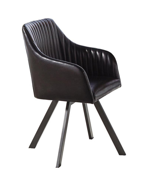 Arika Tufted Sloped Arm Swivel Dining Chair Black and Gunmetal - imattress & ifurniture (FL)