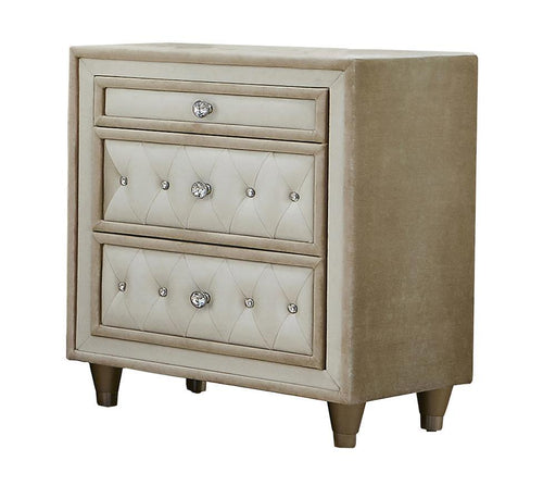 Antonella 3-drawer Upholstered Nightstand Ivory and Camel - imattress & ifurniture (FL)